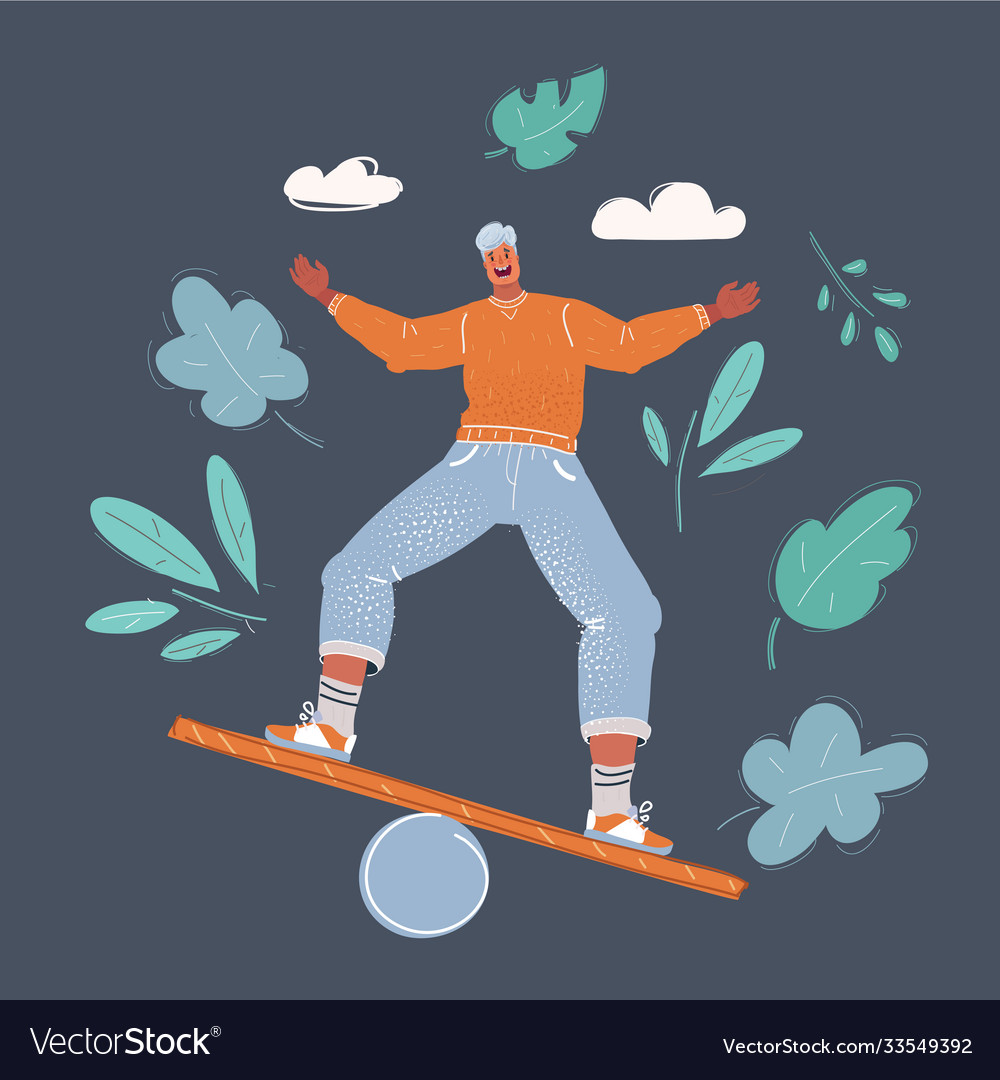 Man try to balance himself vector image Man try to balance himself
