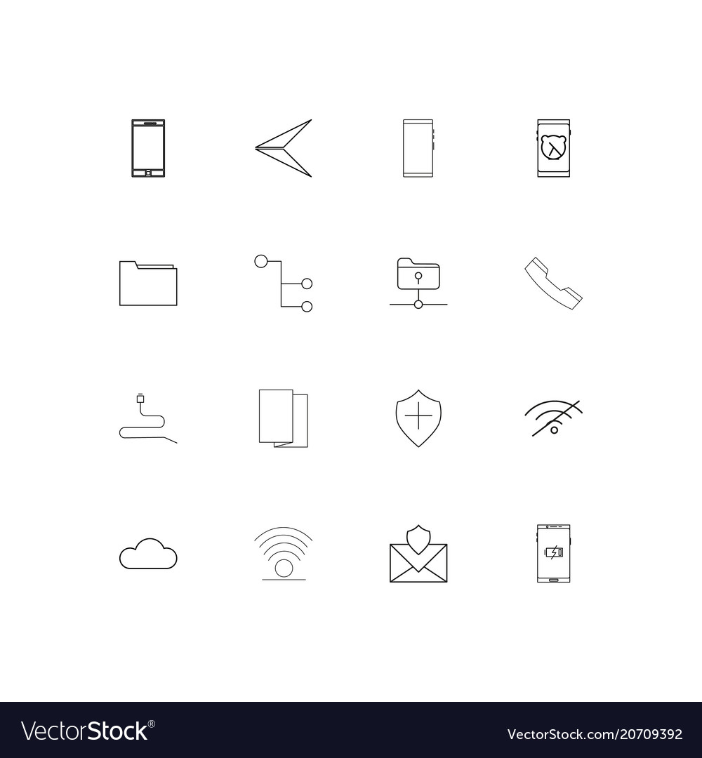 Network and database simple linear icons set