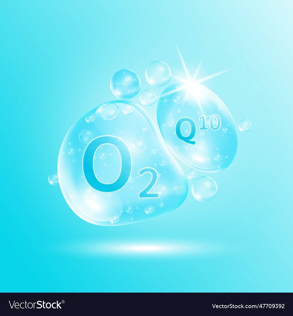 Oxygen bubble and coenzyme q10 for skin care Vector Image