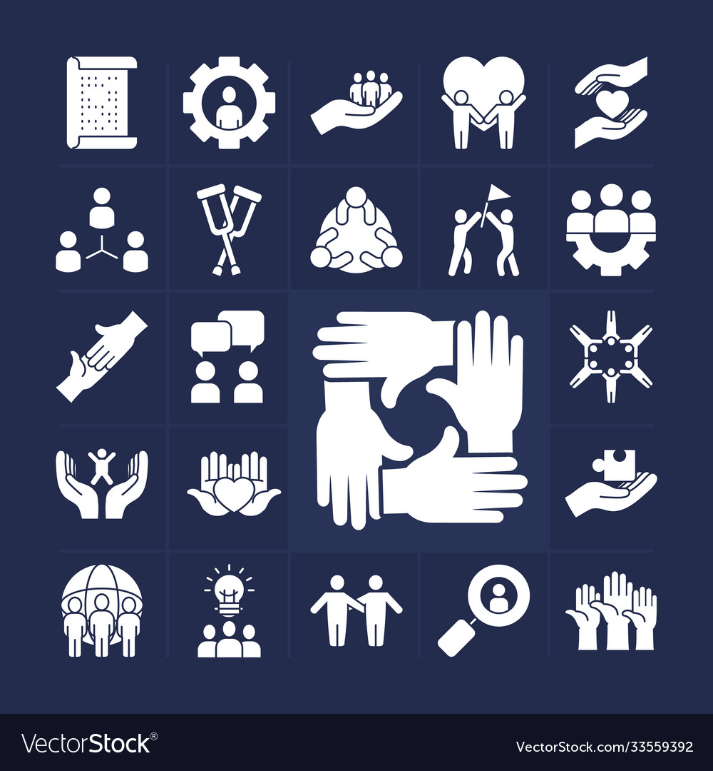 Pictograph people and inclusion icon set Vector Image