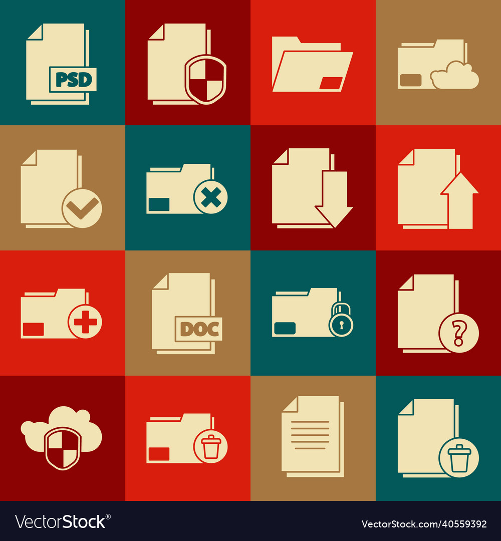 Set delete file document unknown upload vector image Set delete file document unknown upload