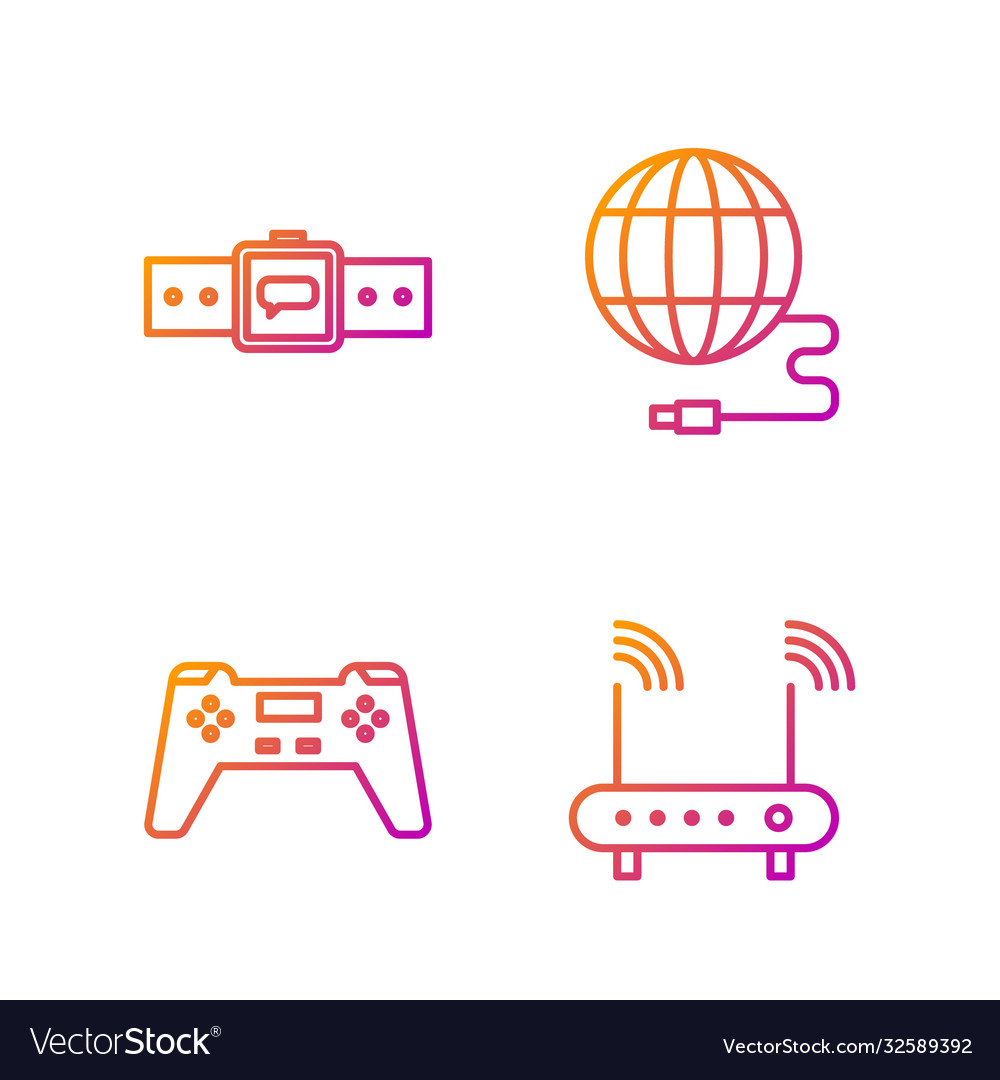 Set line router and wi-fi signal gamepad vector image Set line router and wi-fi signal gamepad