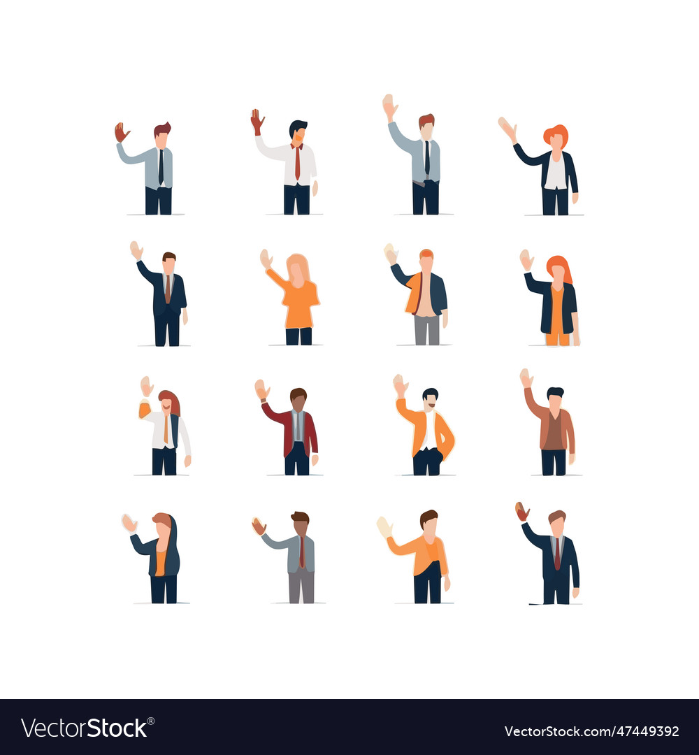 Set of hands showing different gestures palm