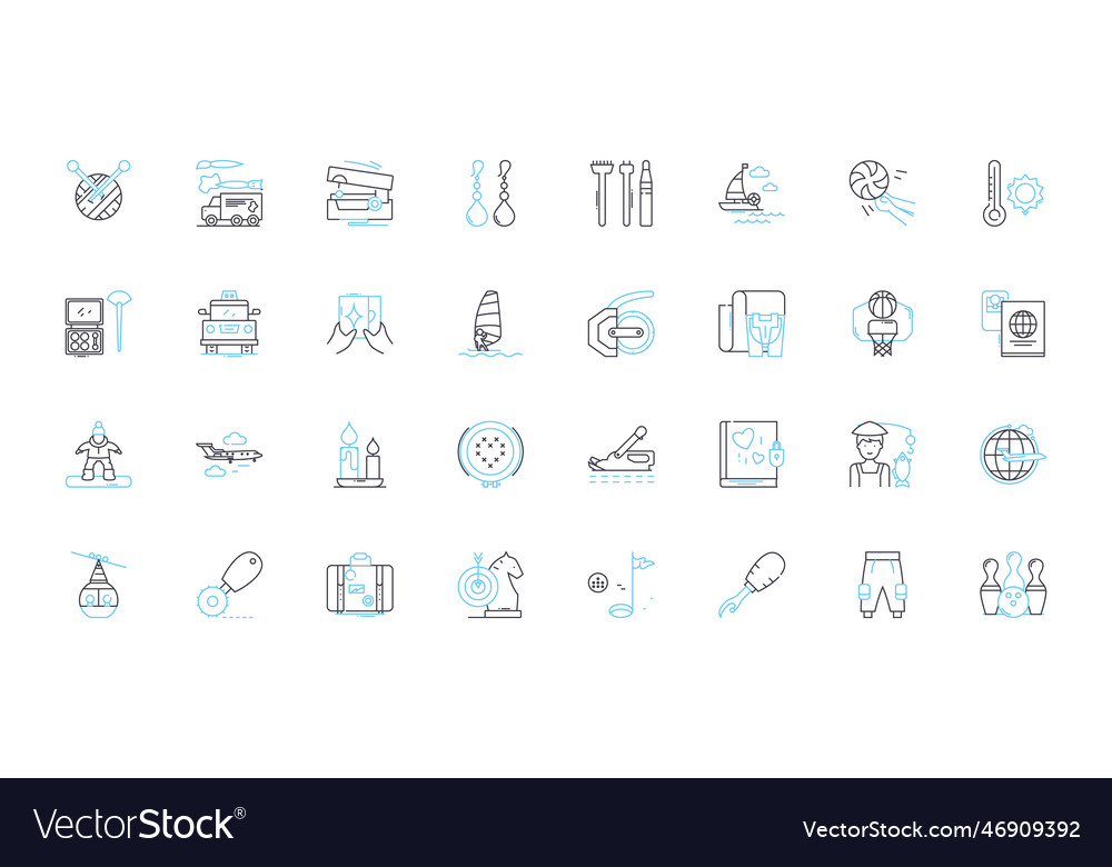 Social distancing linear icons set isolation vector image Social distancing linear icons set isolation