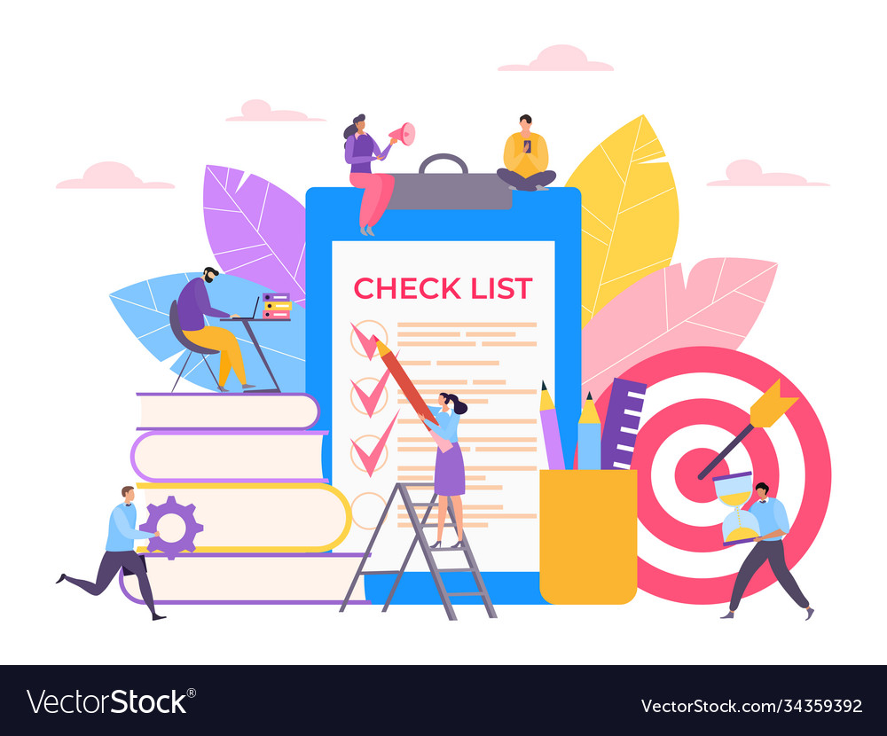 Task time management and check list character vector image Task time management and check list character