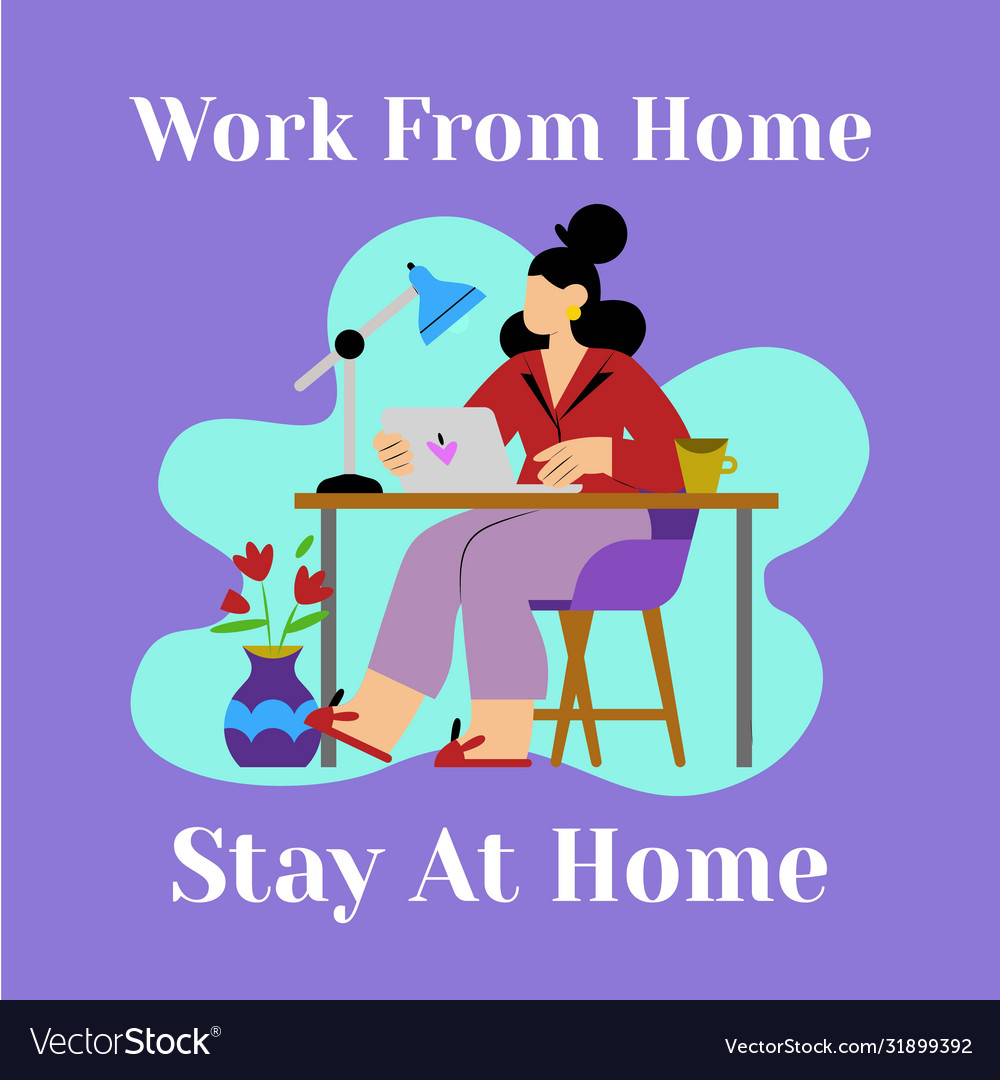 Woman and laptop work from home