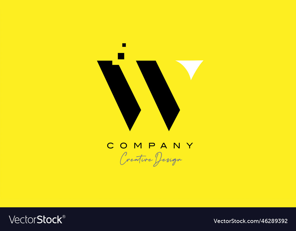 Yellow black w alphabet letter logo icon design