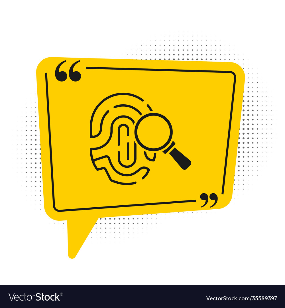 Black magnifying glass with fingerprint icon Vector Image