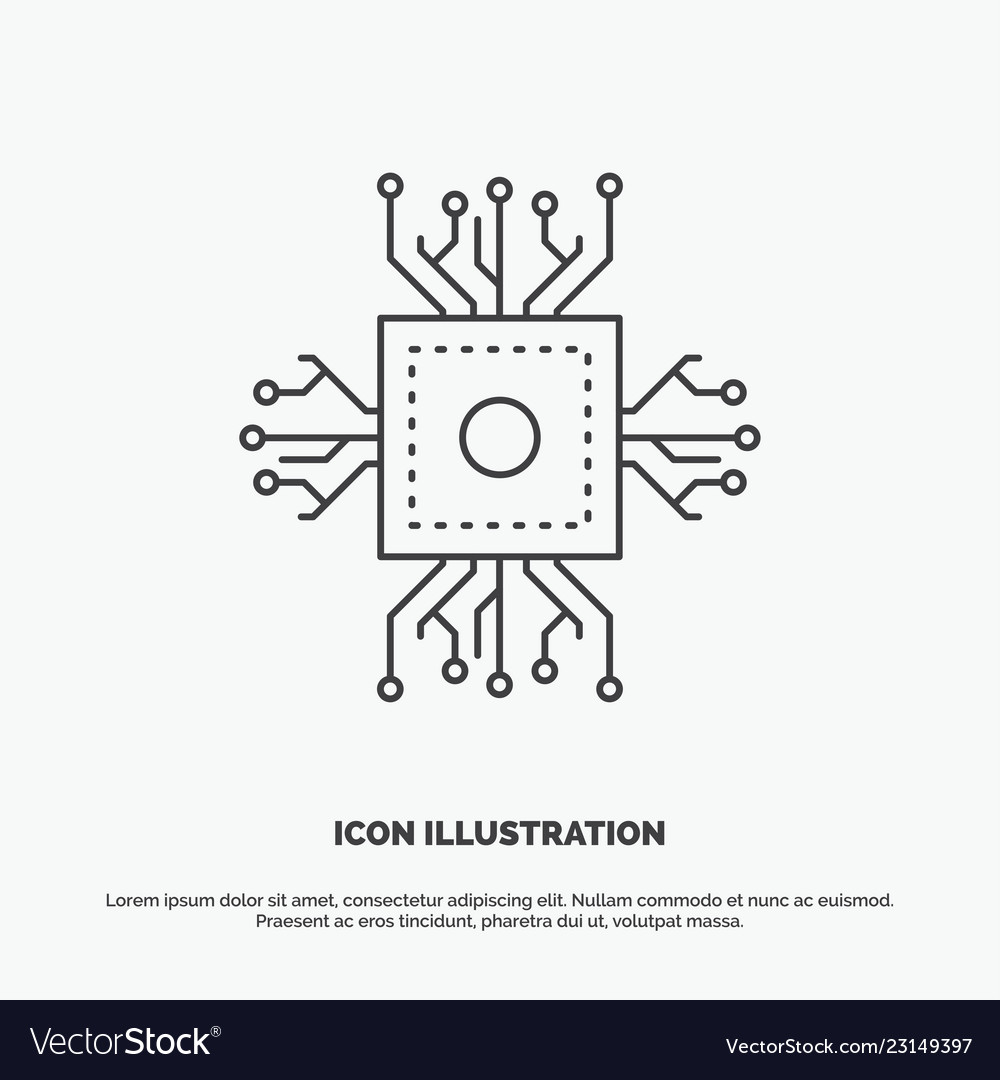 Chip cpu microchip processor technology icon line vector image Chip cpu microchip processor technology icon line