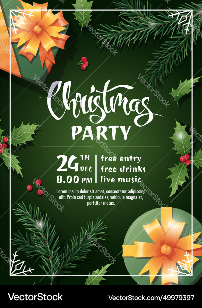 Christmas party invitation template design flyer Vector Image