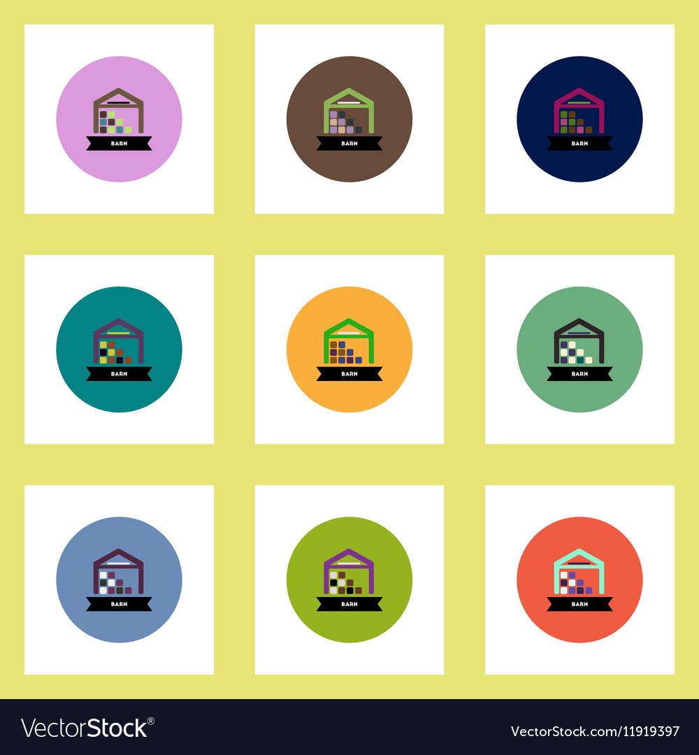 Collection of stylish icons in colorful