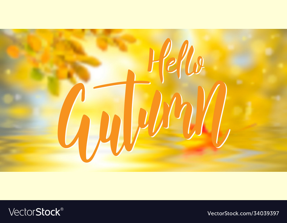 Fall banner with hello autumn text Vector Image Fall banner with hello autumn text