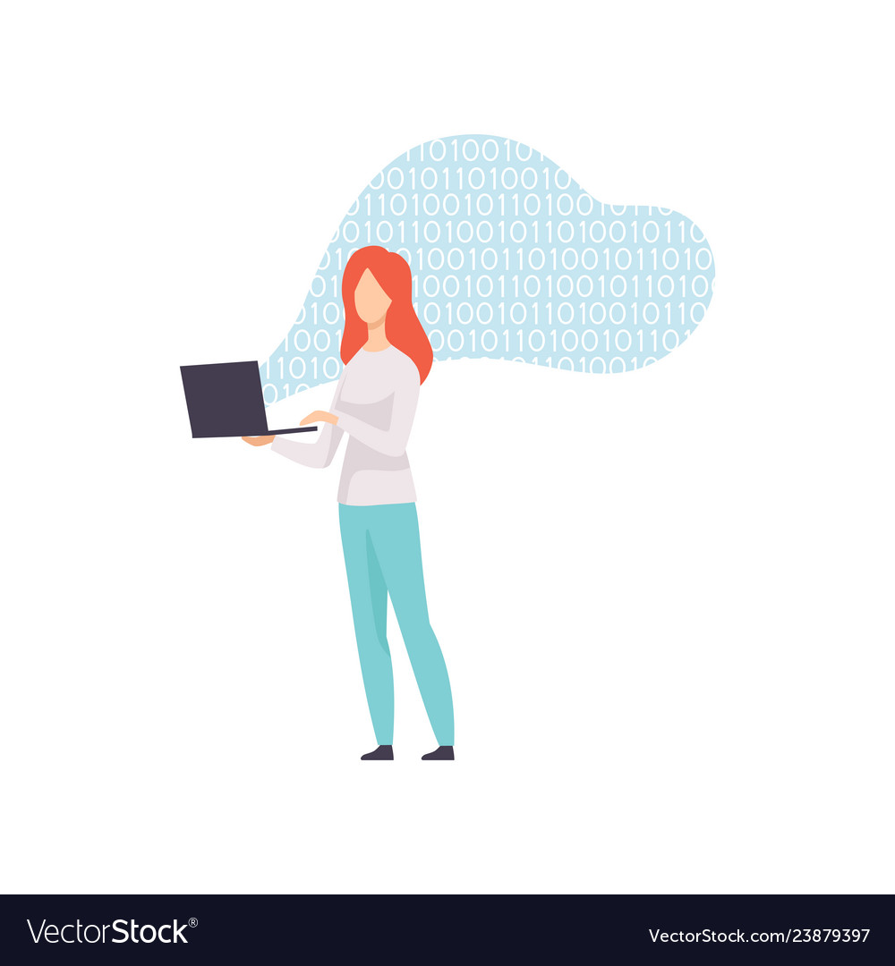 Female Programmer Coding on Laptop