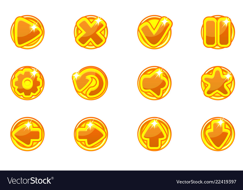 Golden circles collection set glass buttons Vector Image