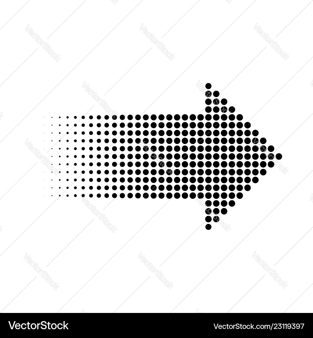 Halftone gradient dots arrow graphic element Vector Image