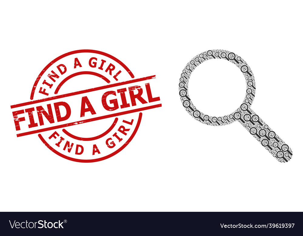 Search icon recursion mosaic and distress find vector image Search icon recursion mosaic and distress find