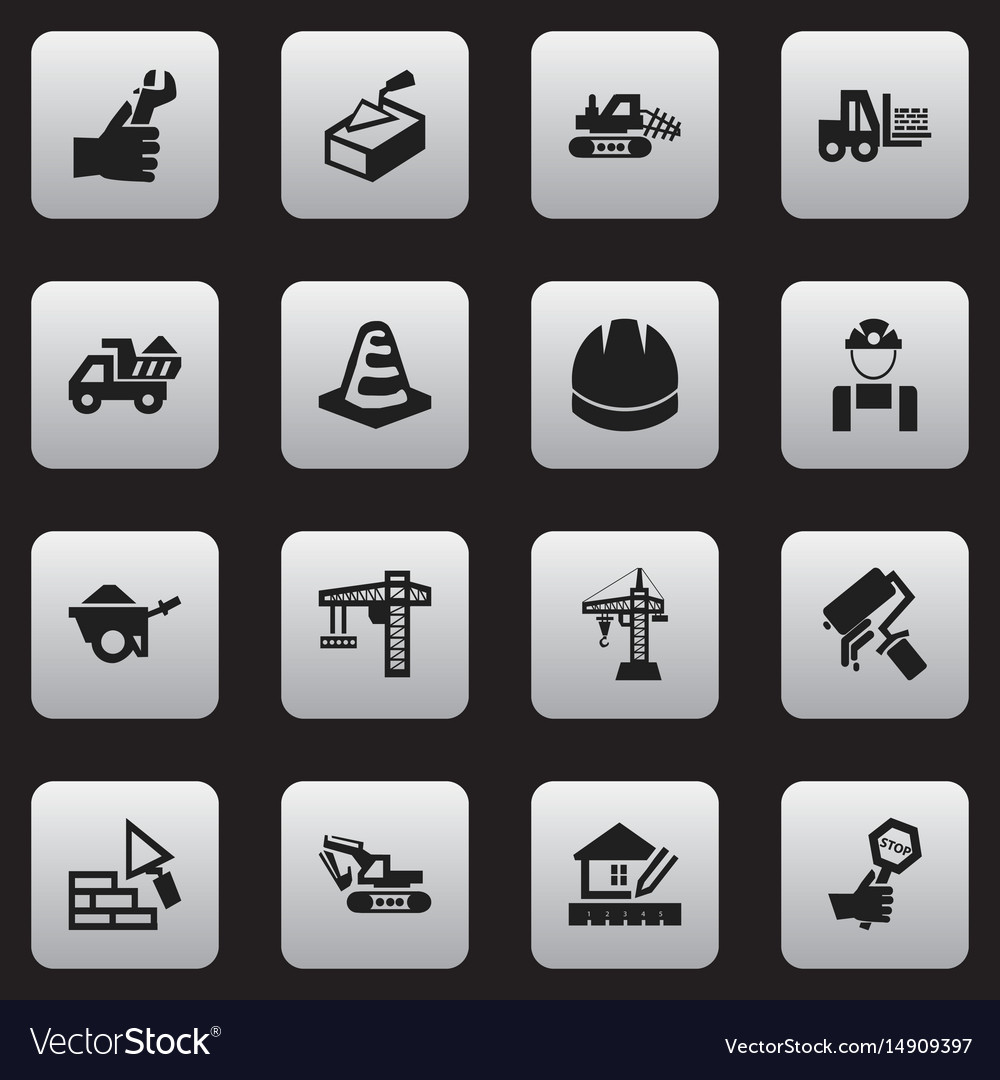 Set of 16 editable structure icons includes