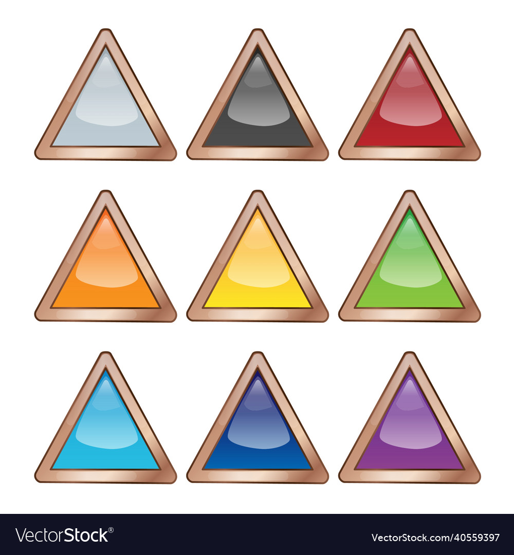 Set of bright blank buttons metallic frames vector image Set of bright blank buttons metallic frames