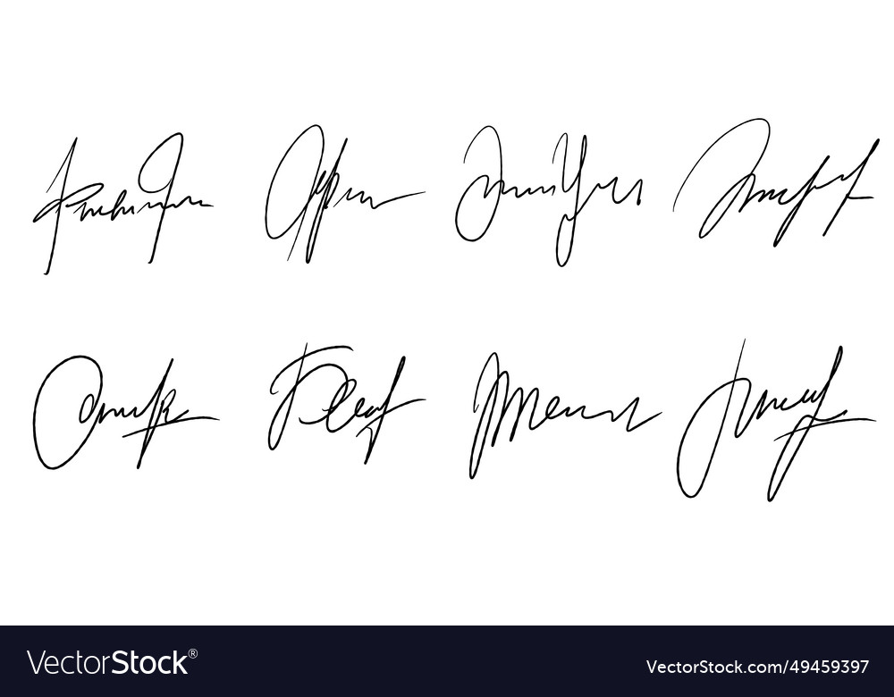 Set of fake signatures Royalty Free Vector Image