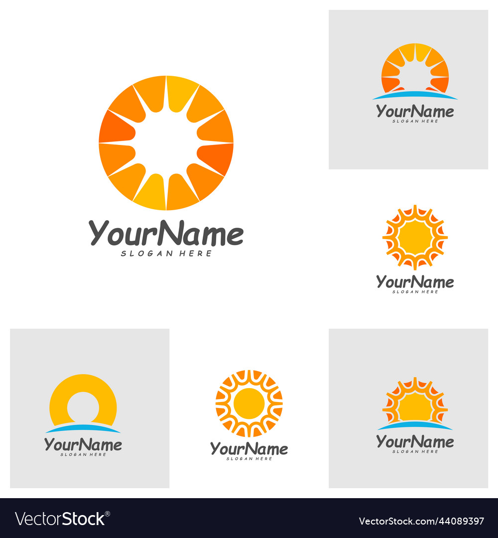 Set of sun logo design template creative