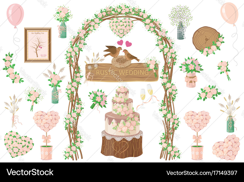 Wedding elements set Royalty Free Vector Image