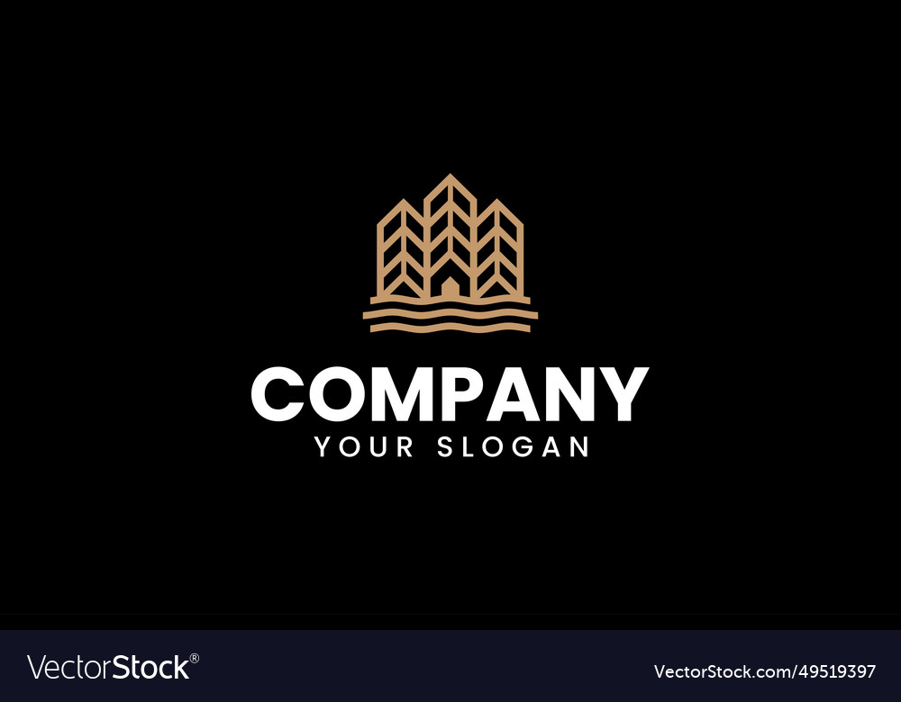 Wood house with tree branch shape modern logo Vector Image