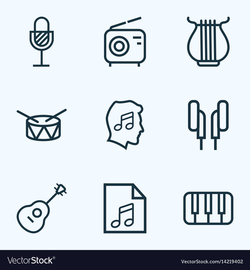 Audio outlines set collection of barrel stringed