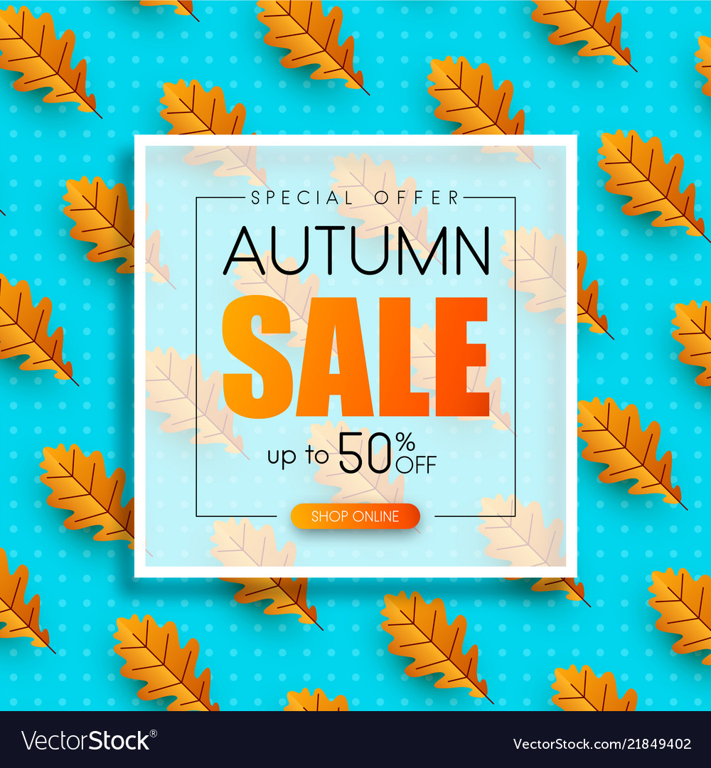 Autumn seasonal sale promotion card with orange