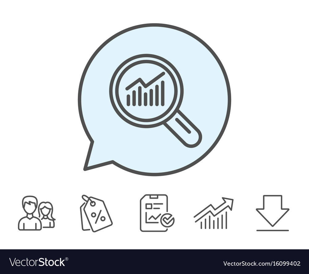 Chart line icon report graph sign in magnifier