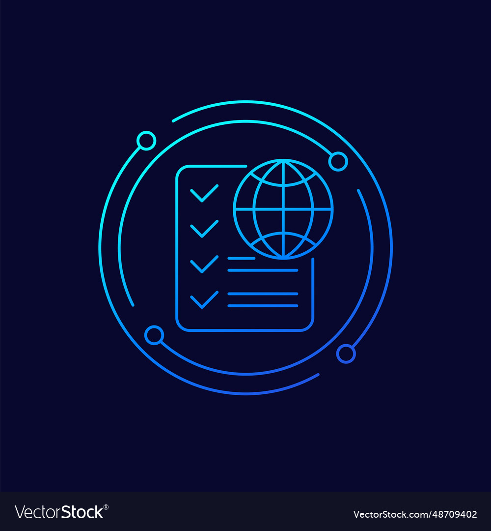 Checklist with globe icon linear design
