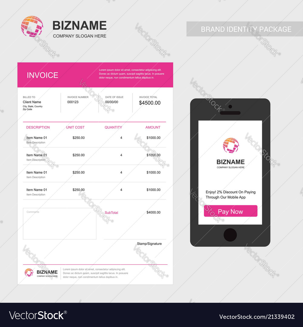 company invoice with a unique elegent design vector image