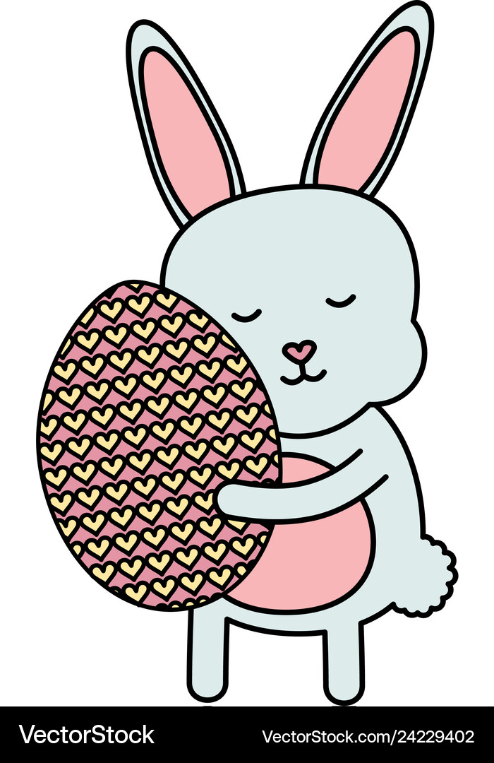 Cute rabbit with easter egg painted Royalty Free Vector