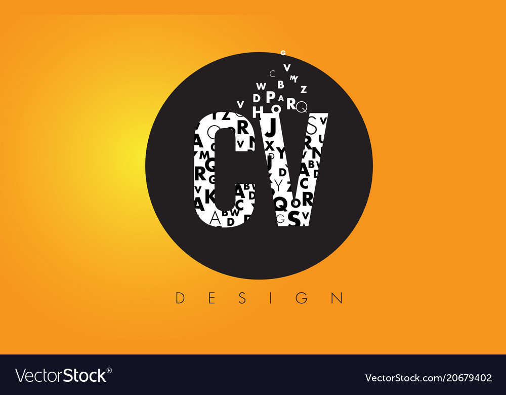 cv c v logo made of small letters with black vector image made cv