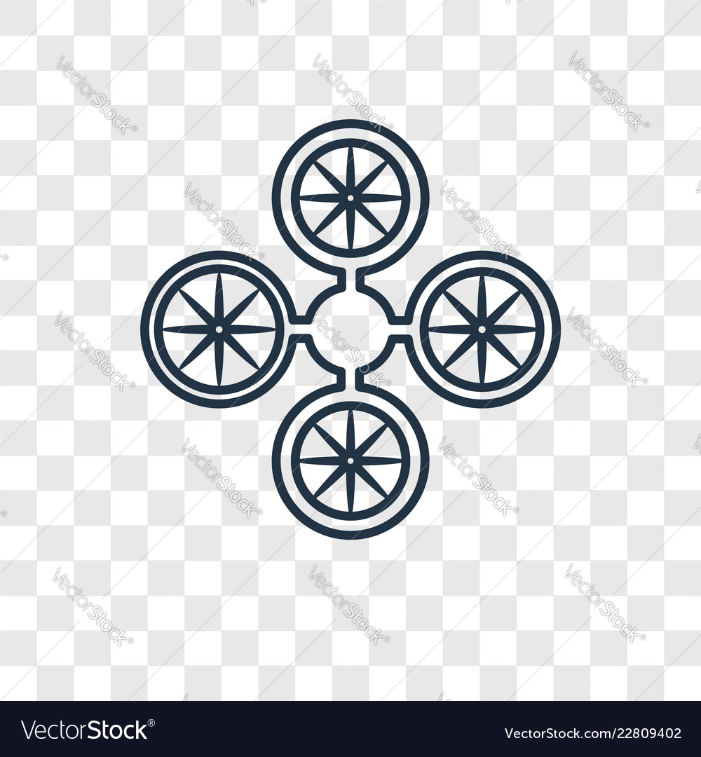 Drone concept linear icon isolated on transparent vector image Drone concept linear icon isolated on transparent