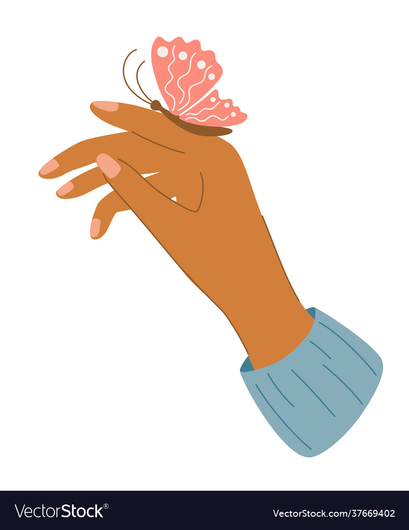 Elegant female hand with a butterfly womans