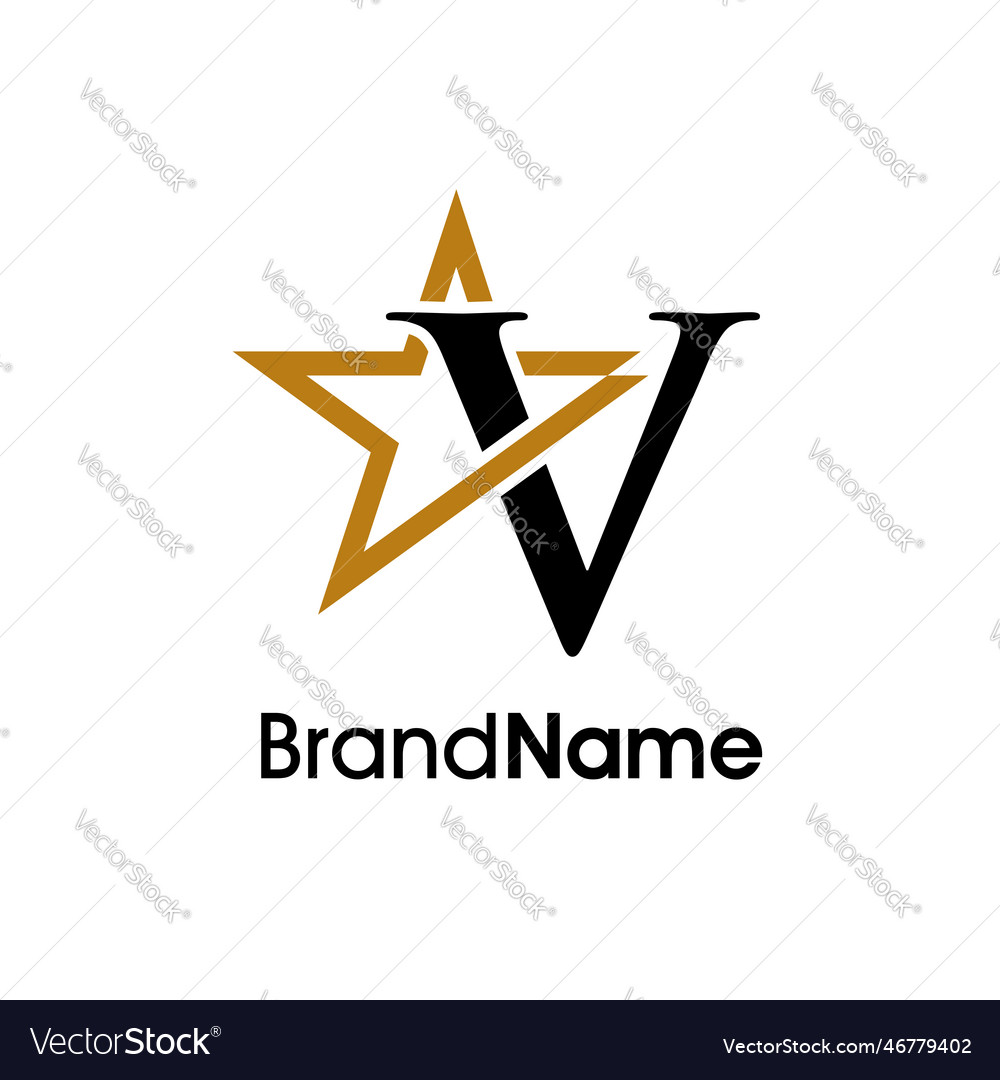 Elegant initial v gold star logo Royalty Free Vector Image