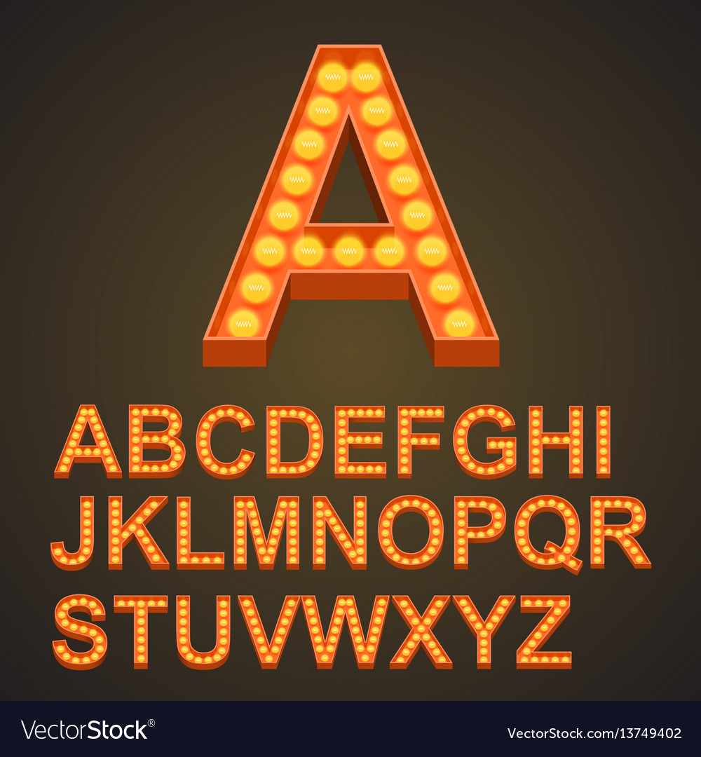 Font bulbs art sign abc Royalty Free Vector Image