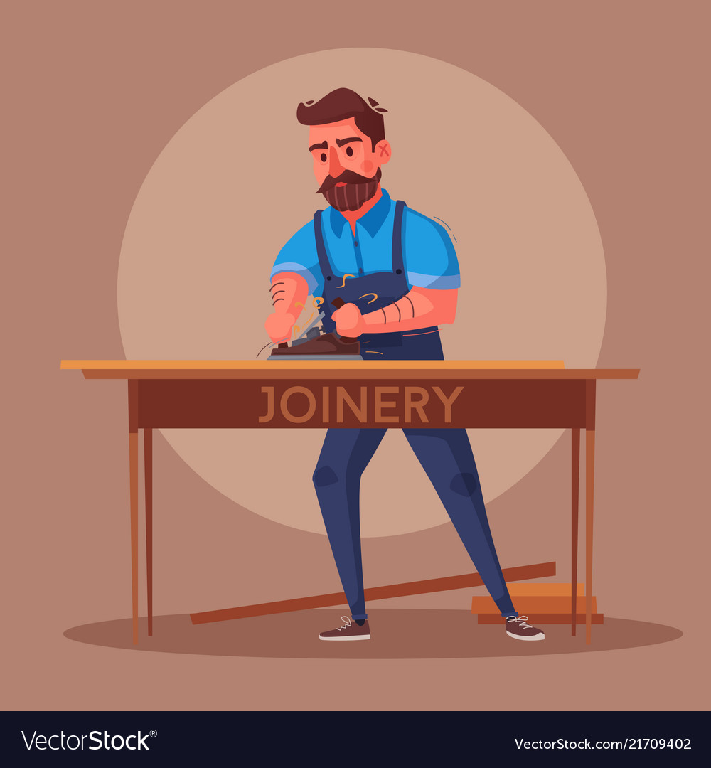 Funny carpenter is working Royalty Free Vector Image