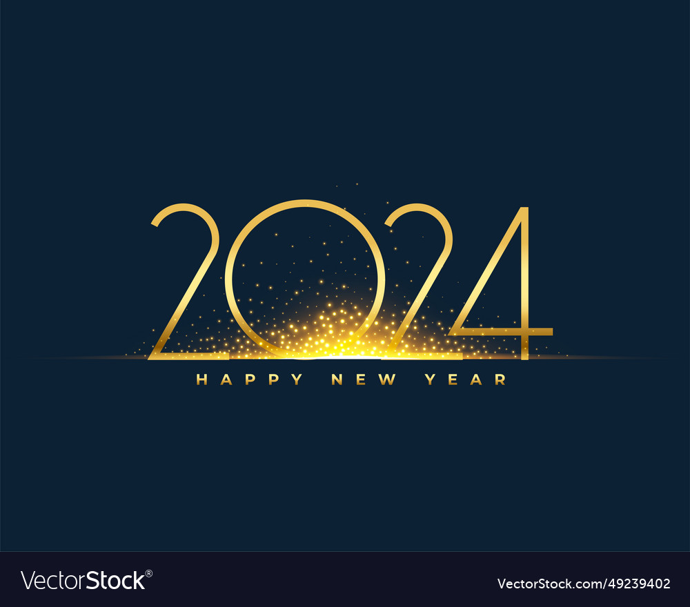 Happy new year 2024 event background with golden Vector Image