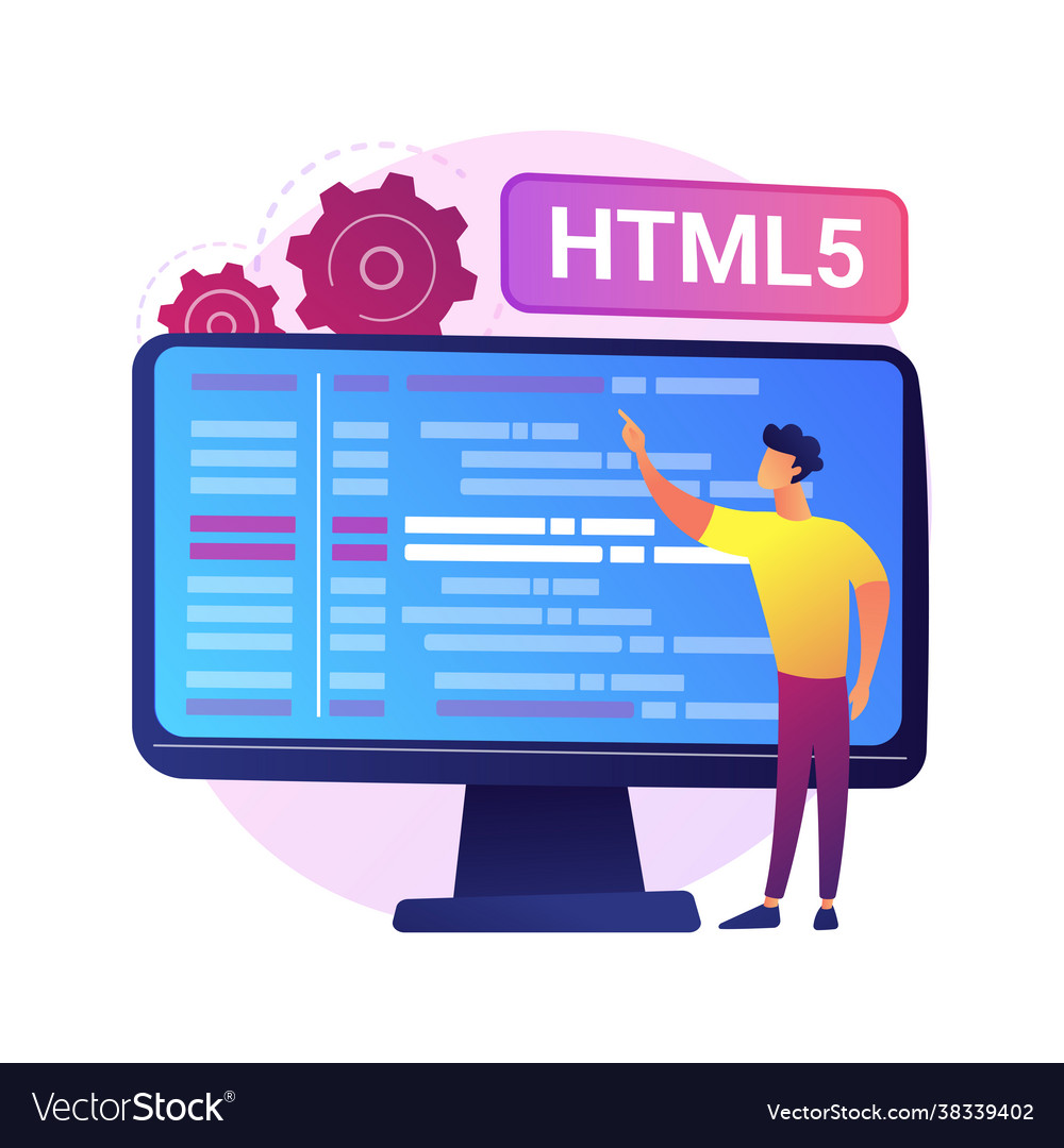 Html5 programming concept metaphor vector image Html5 programming concept metaphor