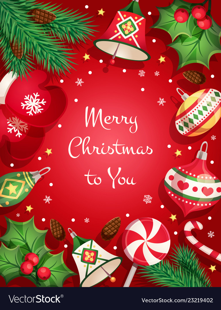 Merry christmas card with decorative elements Vector Image