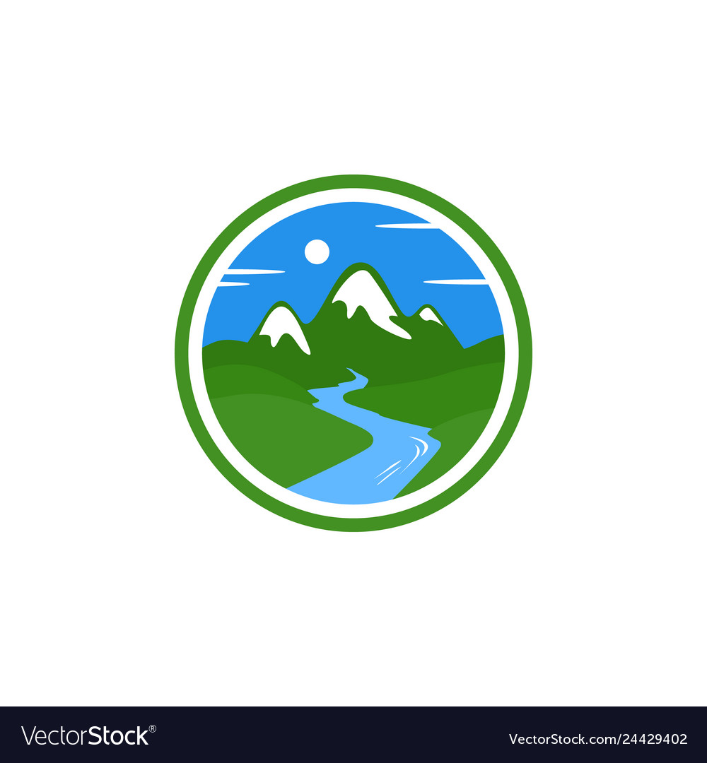 Mountain river logo Royalty Free Vector Image - VectorStock