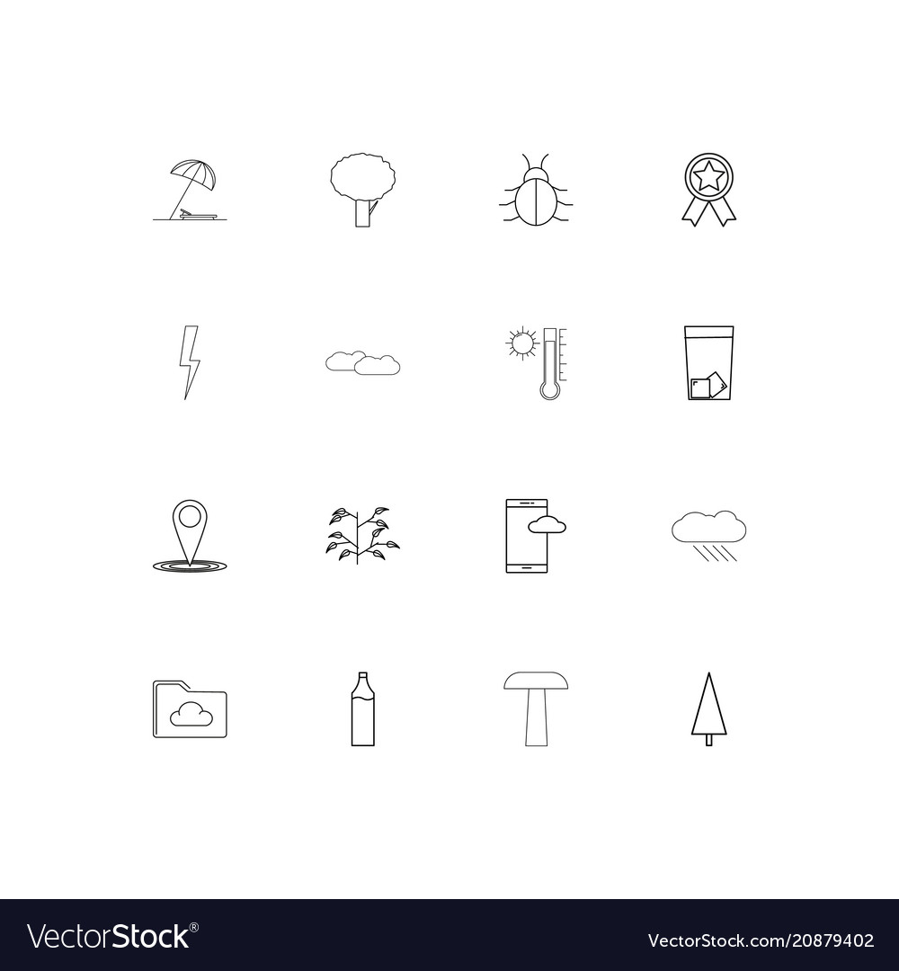 Nature linear thin icons set outlined simple