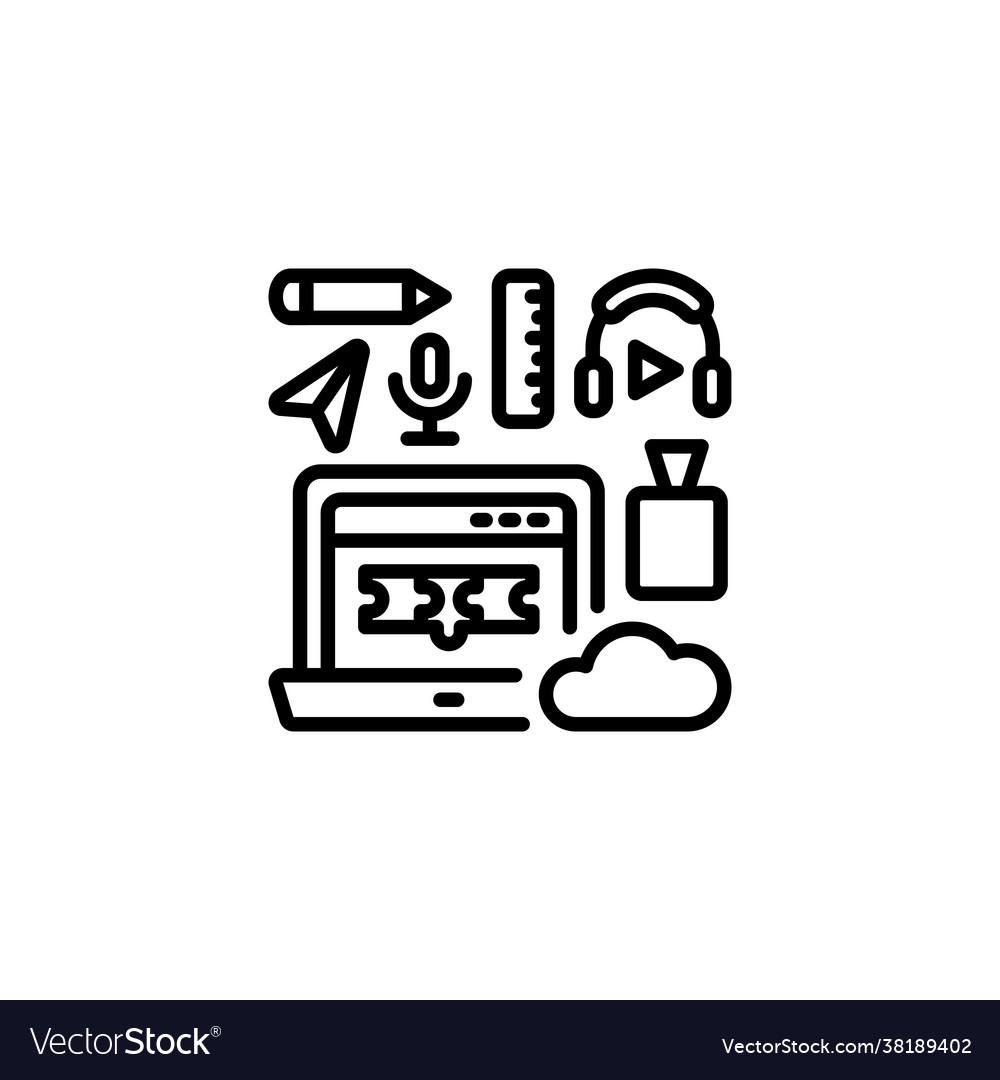 Online training program icon in logotype Vector Image