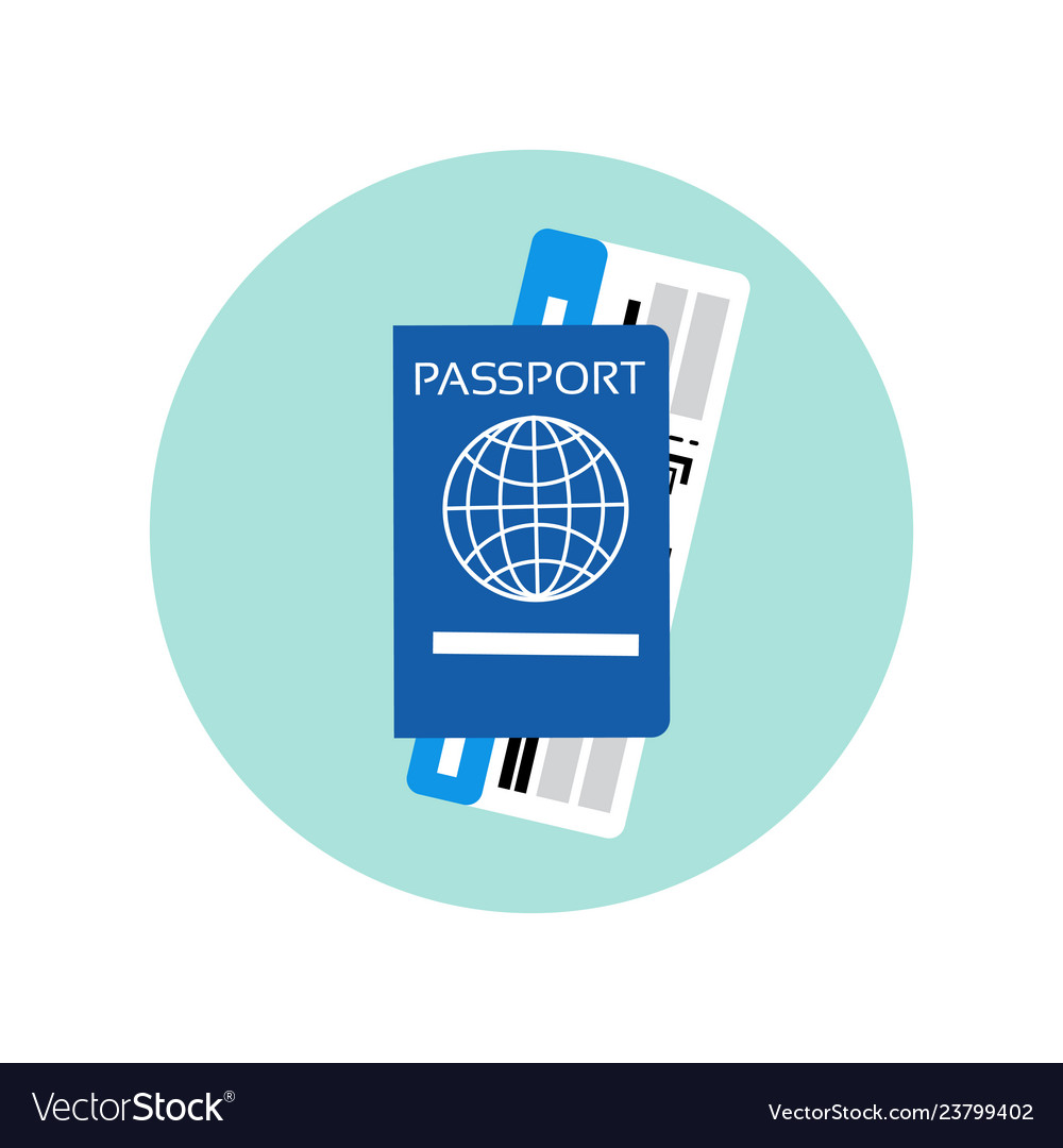 Passport And Ticket On Plane Icon Travel Documents