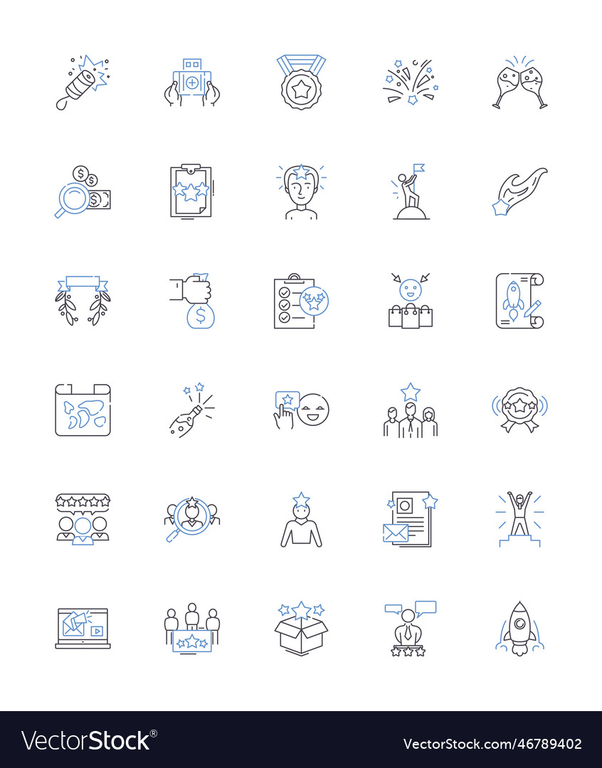 Power and influence line icons collection Vector Image