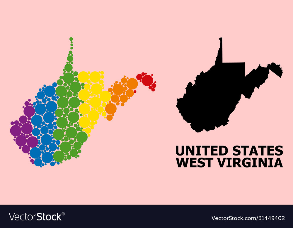 Rainbow pattern map west virginia state vector image Rainbow pattern map west virginia state