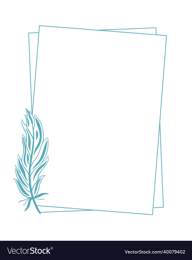 Rectangular frame with feather