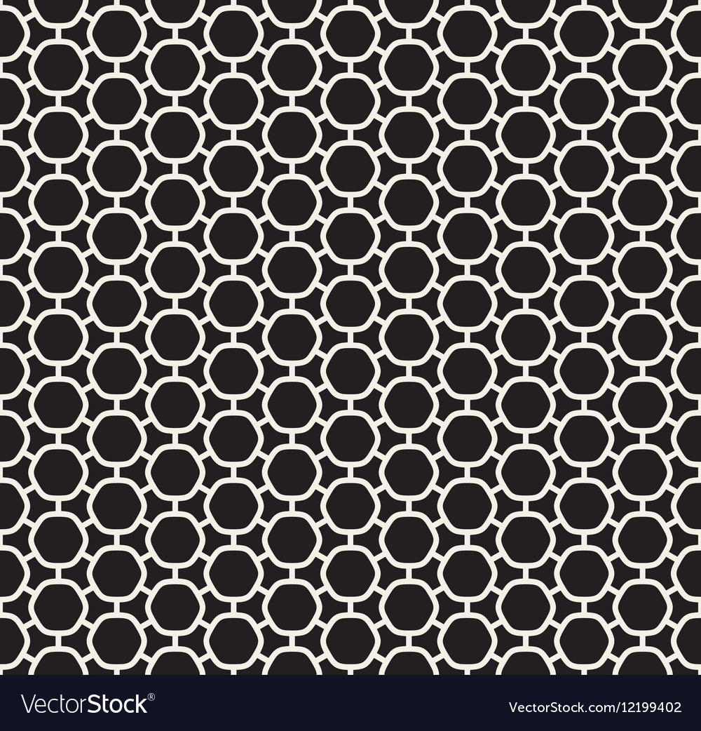 Seamless black and white rounded hexagon Vector Image