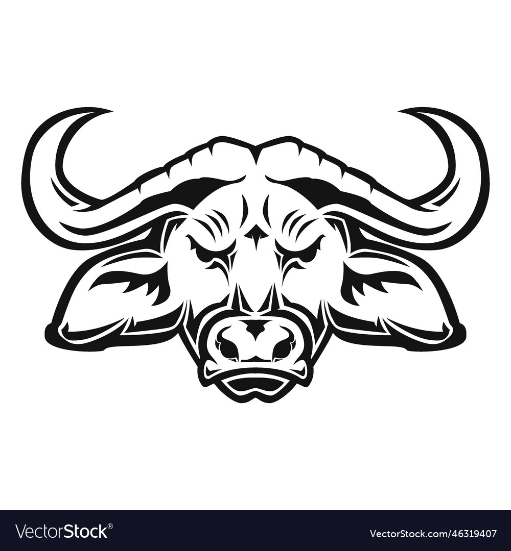 African buffalo head high contrast Royalty Free Vector Image